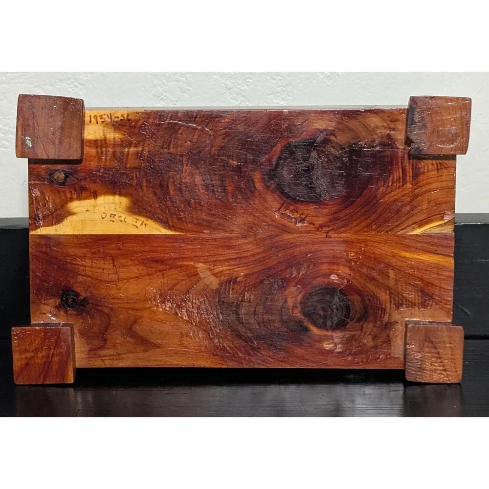 Vintage 1954 - 1956  Wood Trinket/Jewelry Box With‎ Lid Artist Signed & Dated